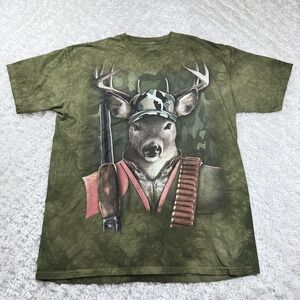 VTG The Mountain Shirt Men L Green Manimals Deer Hunter Camo David Penfound Y2K